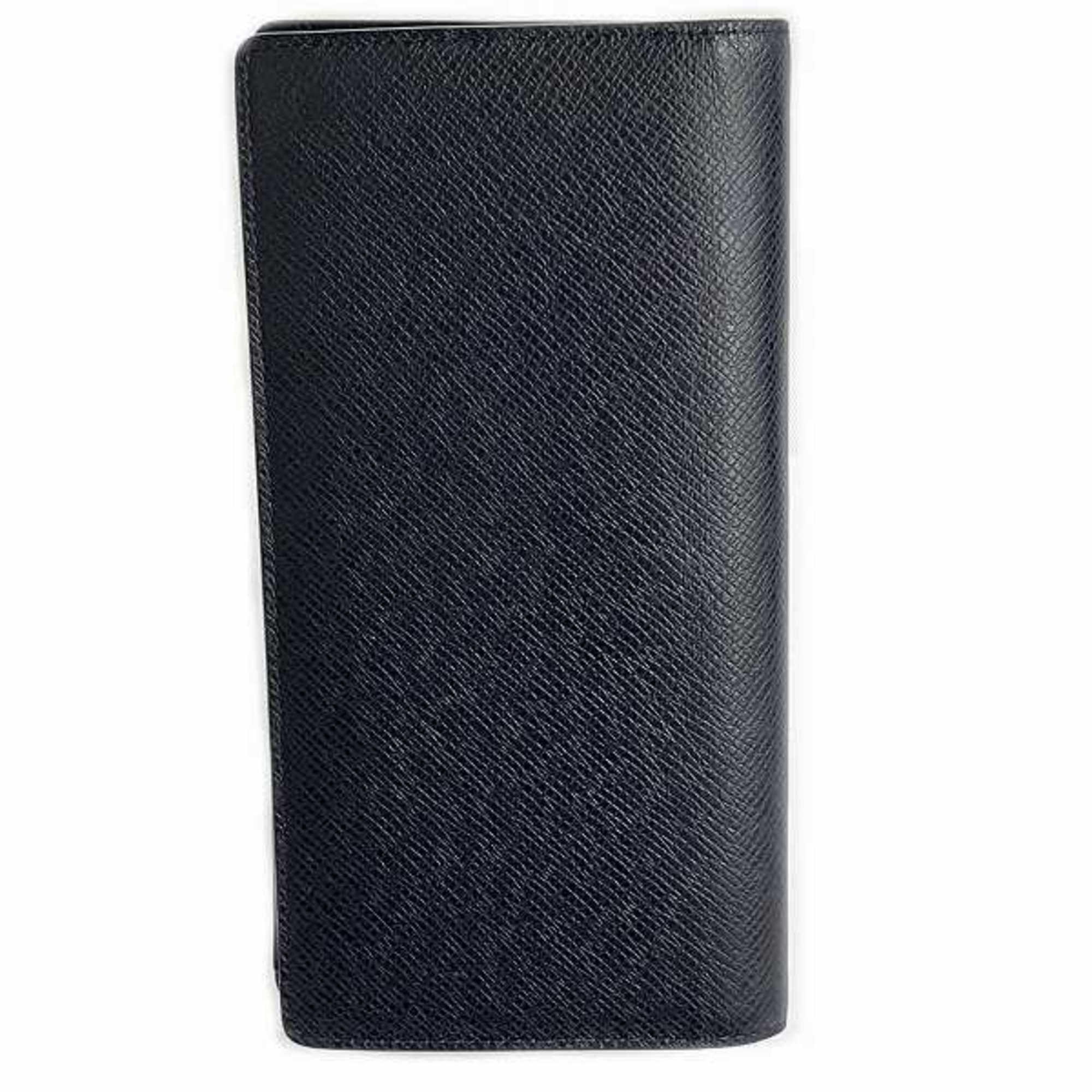 Louis Vuitton Taiga Portefeuille Brazza M30502 Blue Marine Long Wallet Bi-fold Men's