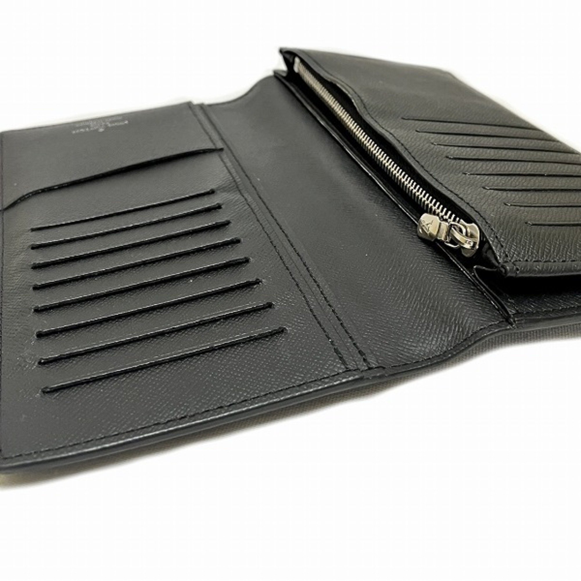 Louis Vuitton Taiga Portefeuille Brazza M30501 Noir Long Wallet Bi-fold Men's