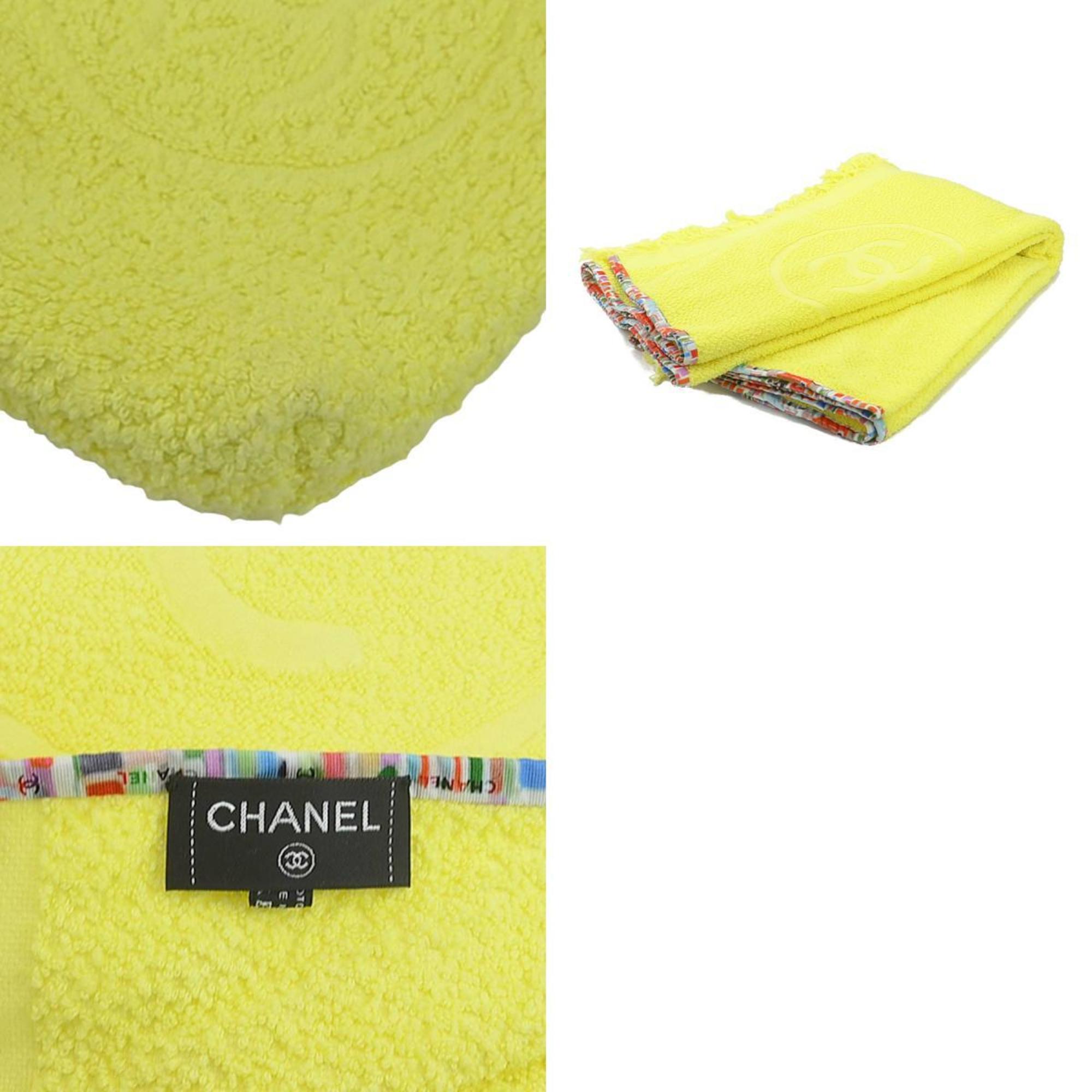 CHANEL Tote Bag Beach Towel Cotton Yellow Multicolor Women's e59120a