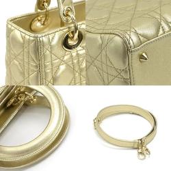 Christian Dior handbag shoulder bag Lady lambskin gold ladies 99956g