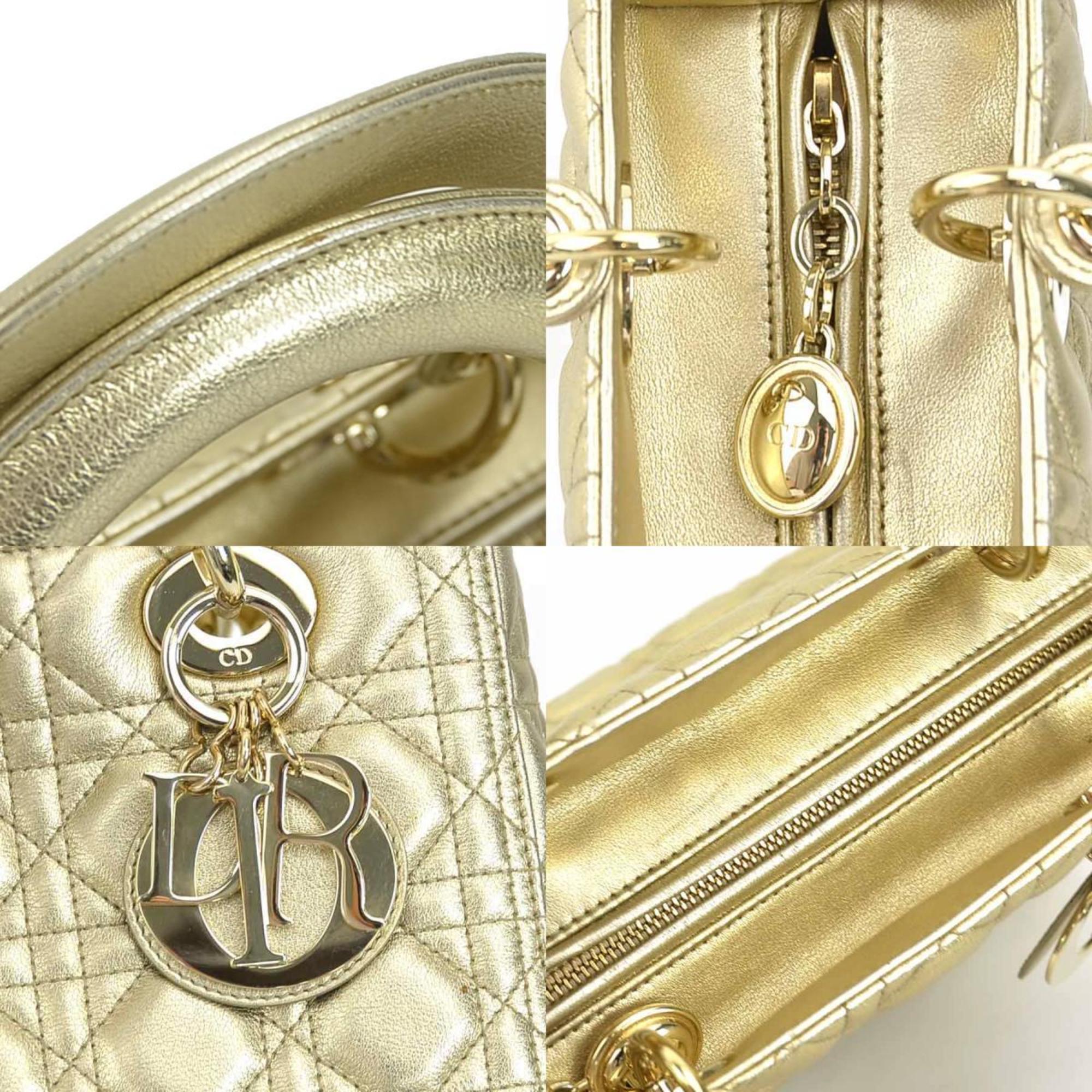 Christian Dior handbag shoulder bag Lady lambskin gold ladies 99956g