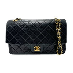 CHANEL Shoulder Bag Lambskin Black Gold Women's z2311