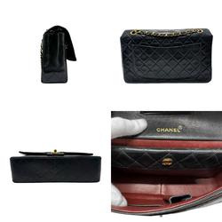 CHANEL Shoulder Bag Lambskin Black Gold Women's z2311