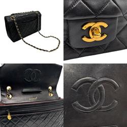 CHANEL Shoulder Bag Lambskin Black Gold Women's z2311