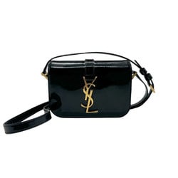 Saint Laurent shoulder bag patent leather black gold women's z2277