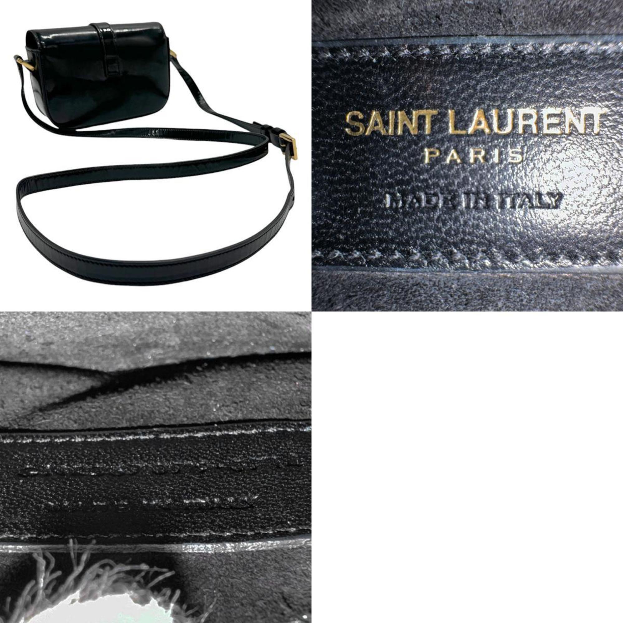 Saint Laurent shoulder bag patent leather black gold women's z2277