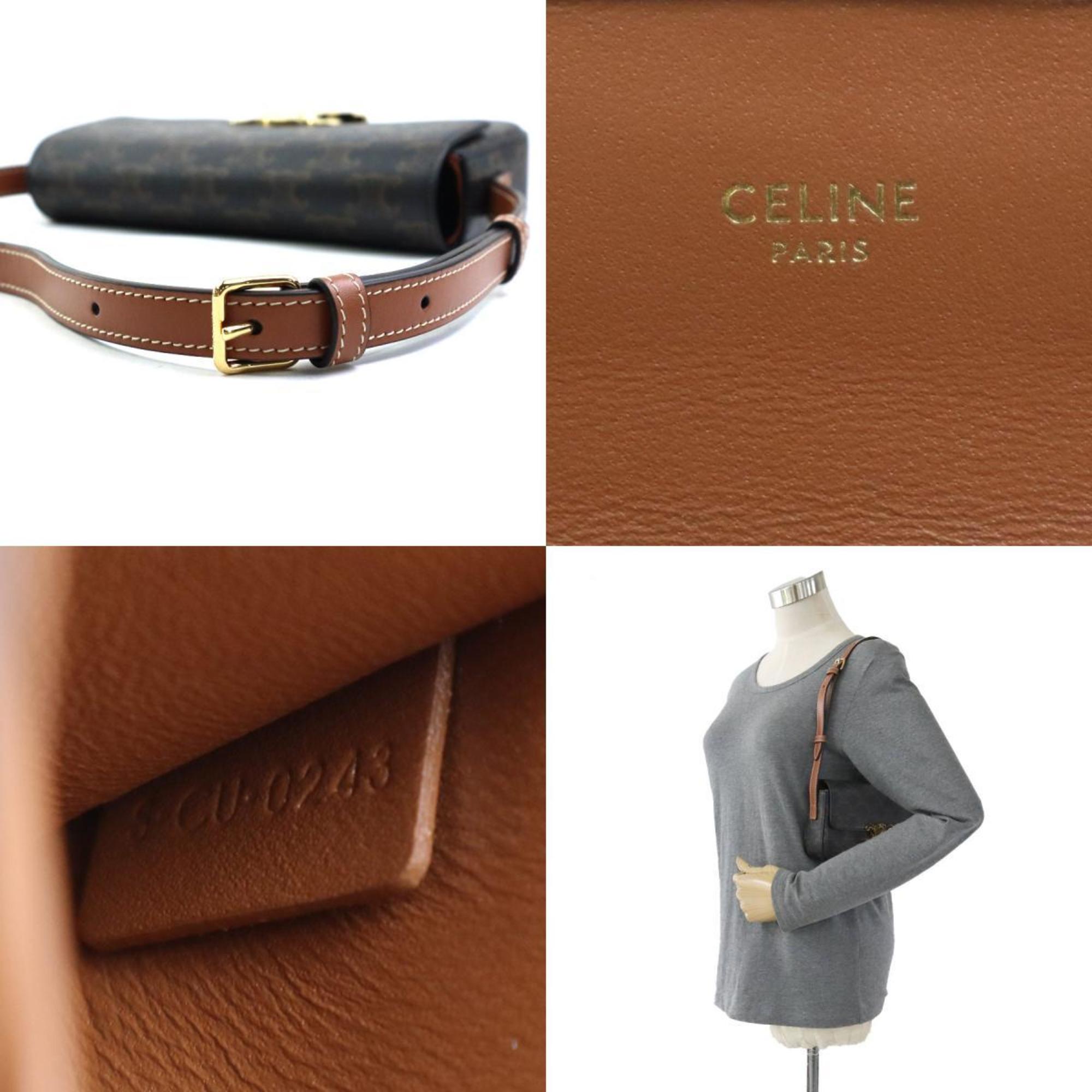 CELINE Shoulder Bag Triomphe Coated Canvas Brown Women's 99961g