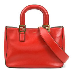 FENDI Handbag Shoulder Bag FF Tote Small Leather Red Women's 8BH367-A9Y0 99953g