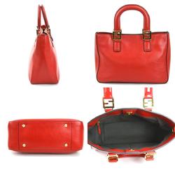 FENDI Handbag Shoulder Bag FF Tote Small Leather Red Women's 8BH367-A9Y0 99953g