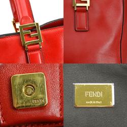 FENDI Handbag Shoulder Bag FF Tote Small Leather Red Women's 8BH367-A9Y0 99953g