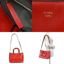 FENDI Handbag Shoulder Bag FF Tote Small Leather Red Women's 8BH367-A9Y0 99953g