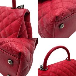 CHANEL Handbag Shoulder Bag Coco Handle 29 Caviar Skin Leather Red Gunmetal Women's z2322