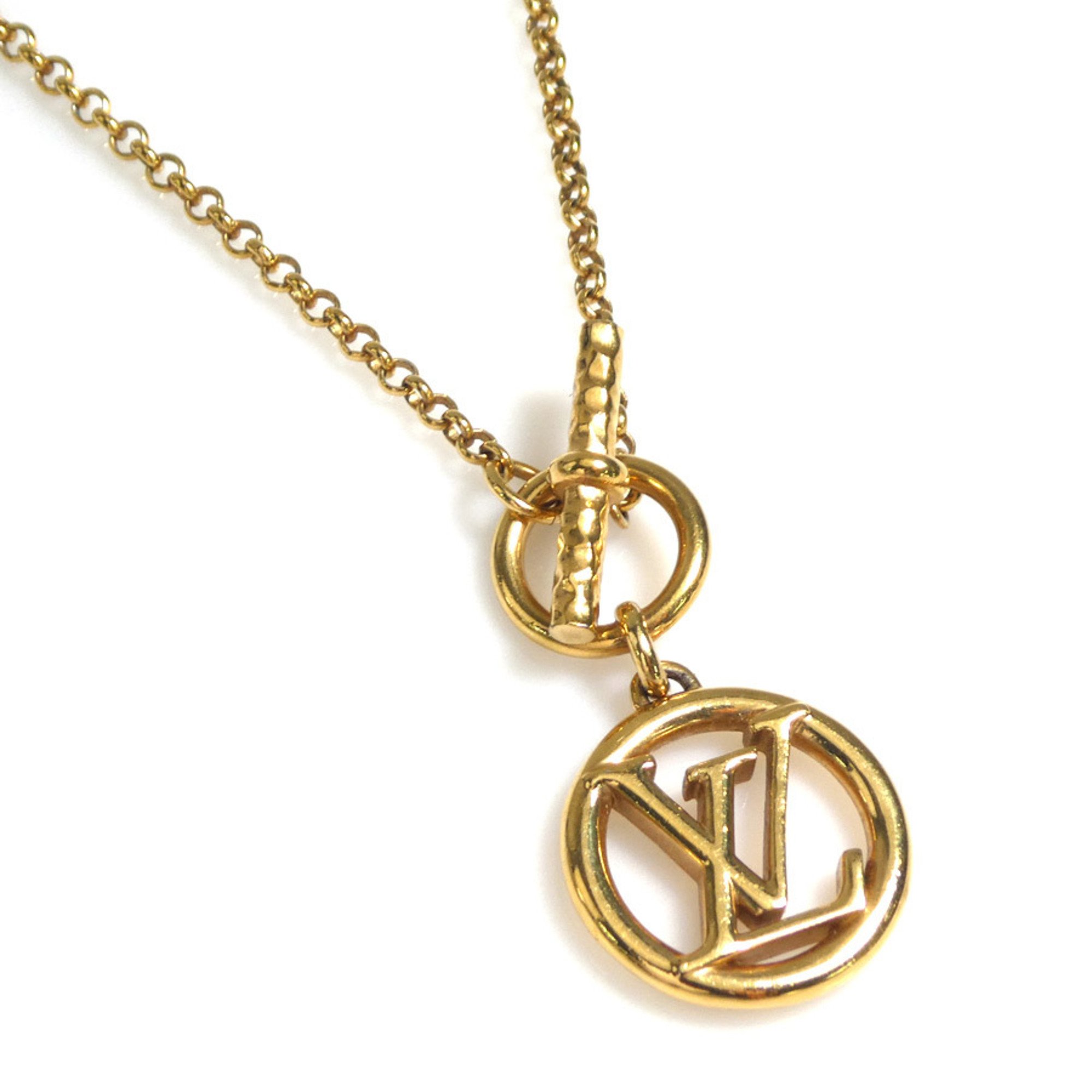 Louis Vuitton LOUIS VUITTON Necklace Collier Baby Ease LV Circle Metal Gold Men's Women's M00598 r10168k