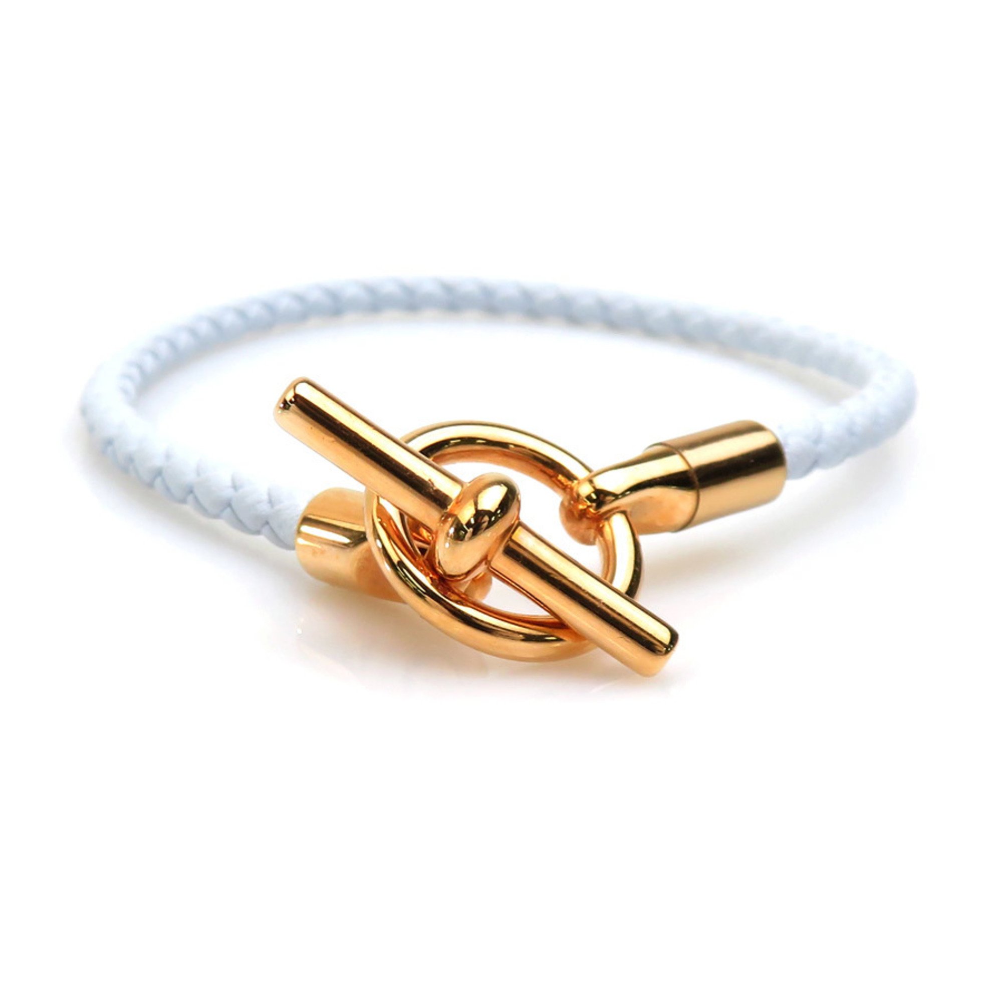 Hermes HERMES bracelet Grennan leather metal white gold ladies e59146j