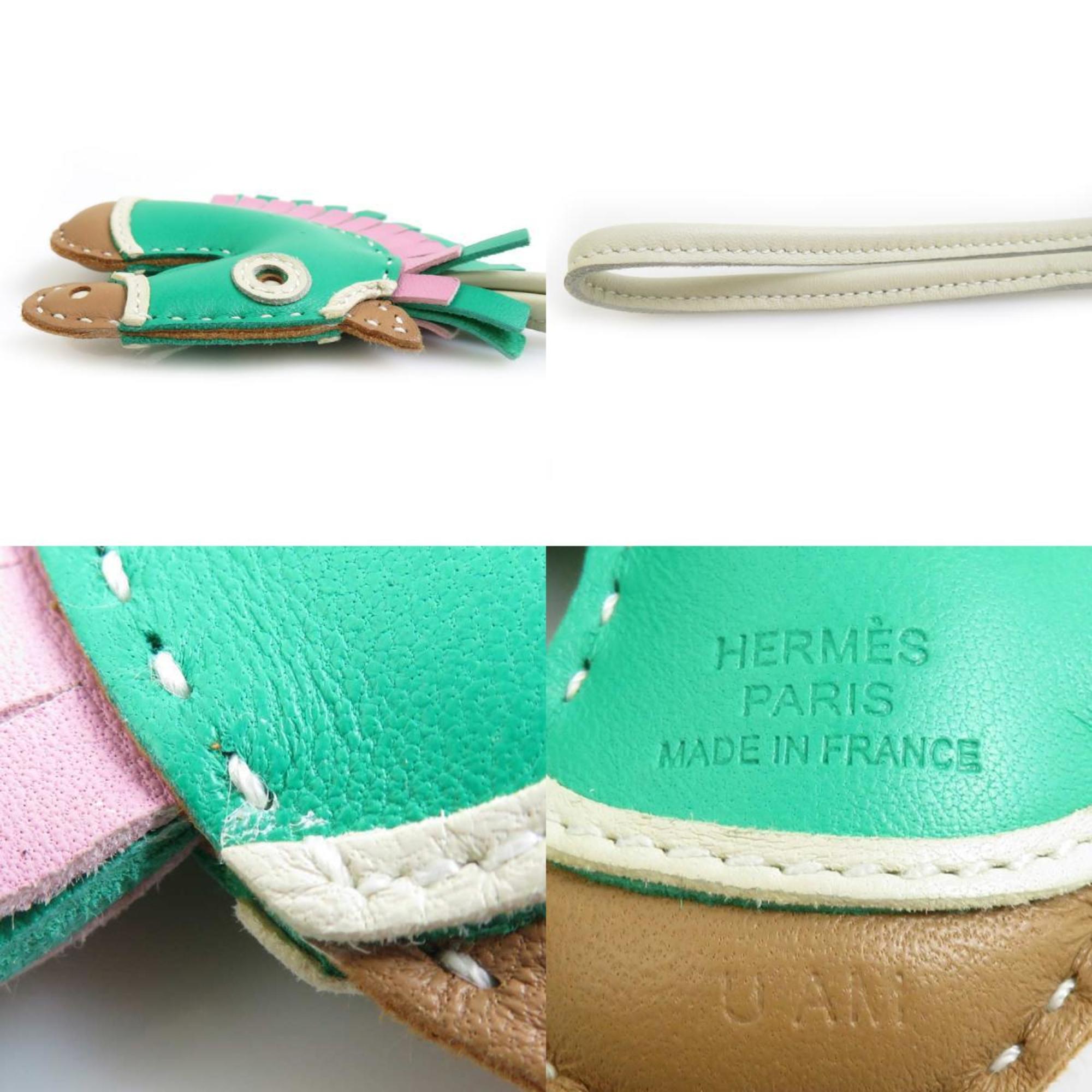 Hermes HERMES Charm GG Camayle Leather Green Brown Pink Off-White Men's Women's e59110g