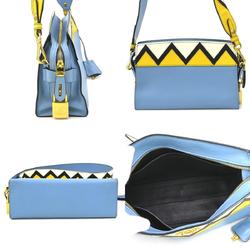 PRADA shoulder bag leather blue yellow white gold women's e59117a