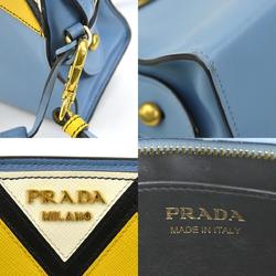 PRADA shoulder bag leather blue yellow white gold women's e59117a