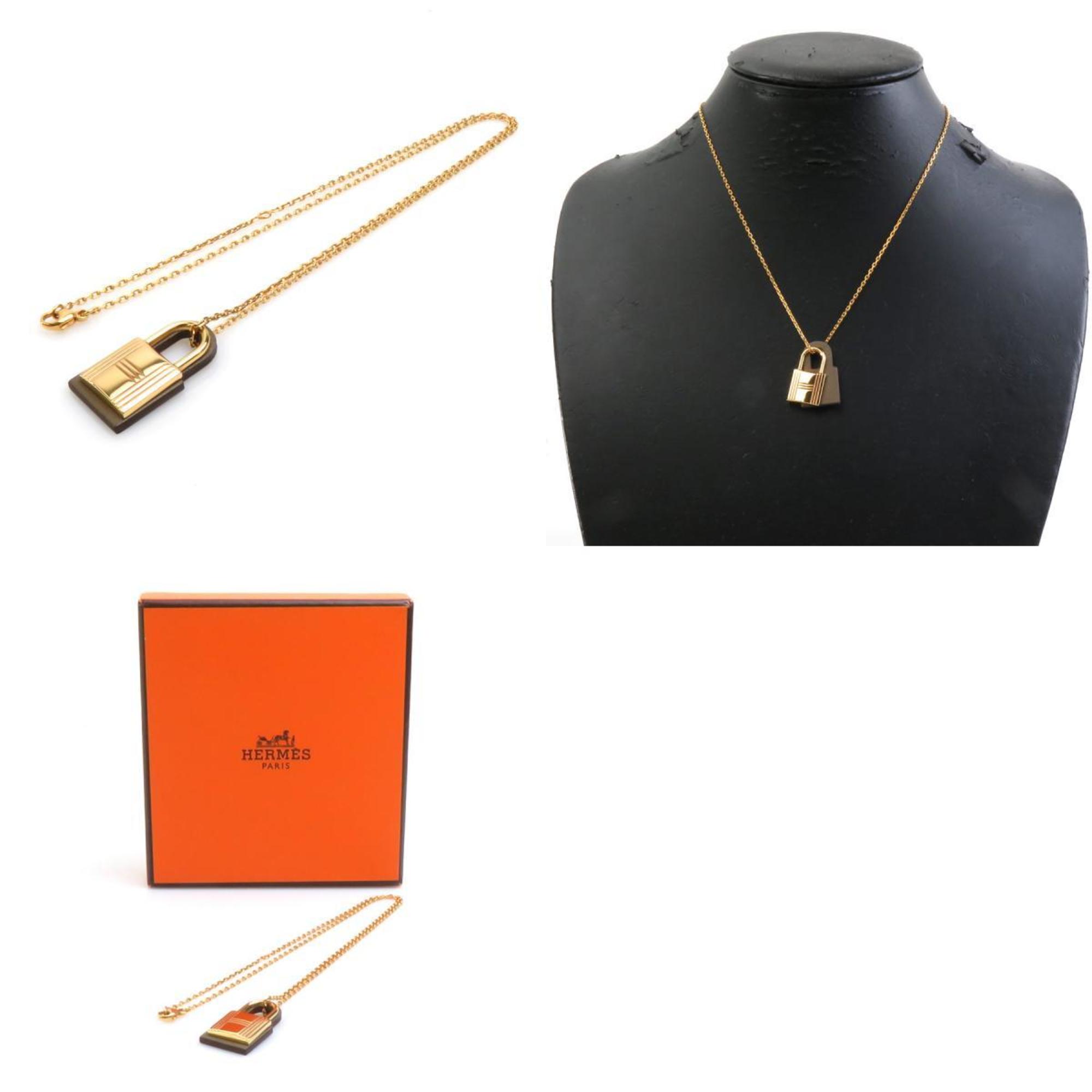 Hermes O'Kelly PM Necklace in Swift Leather, Etoupe x Gold, for Women, r10163i