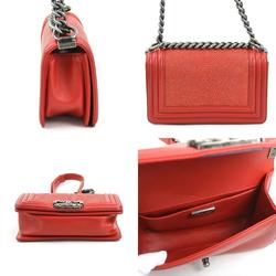 CHANEL Shoulder Bag Boy Chanel Leather Galuchat Red Women's A67085 99955g