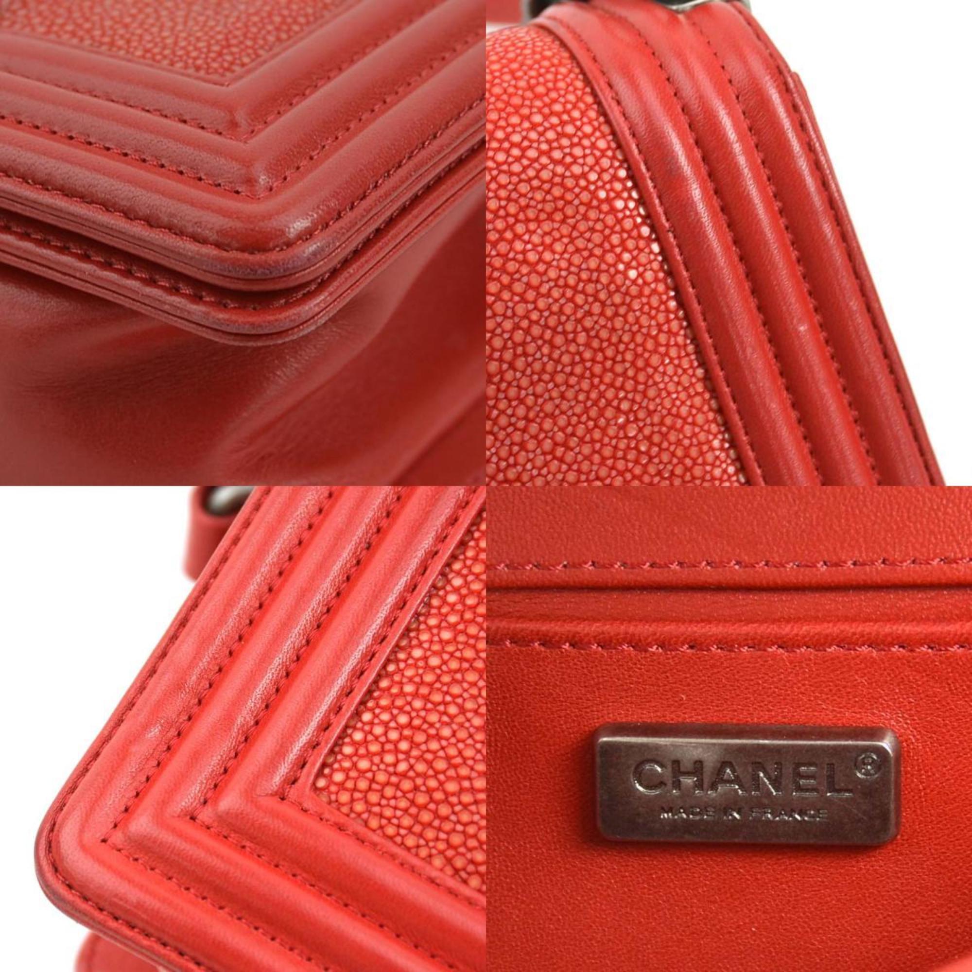 CHANEL Shoulder Bag Boy Chanel Leather Galuchat Red Women's A67085 99955g