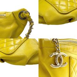 CHANEL Body Bag Belt Matelasse Leather Yellow Gold Women's z2285