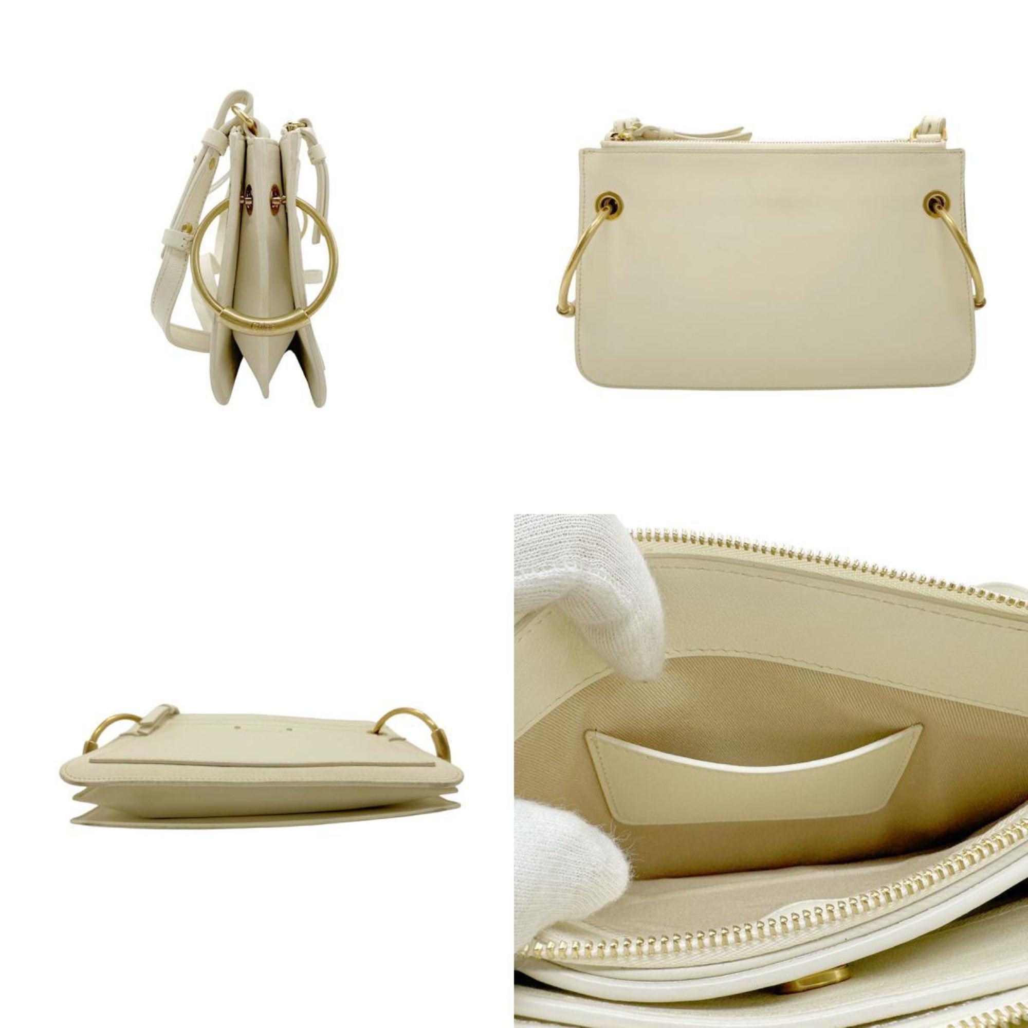 Chloé Chloe Shoulder Bag Leather Ivory Women's z2323