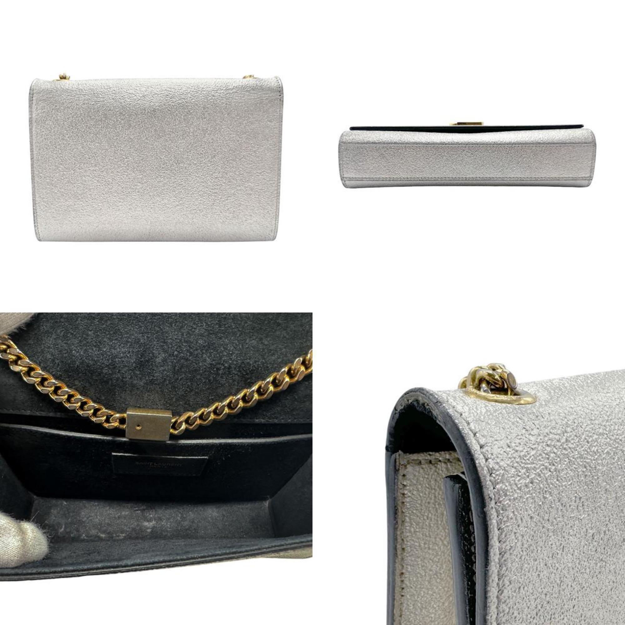 Saint Laurent shoulder bag leather silver gold women's z2290