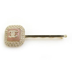 CHANEL Hairpin Hair Coco Mark Metal Stone Rhinestone Gold Pink Silver Women's e59107g