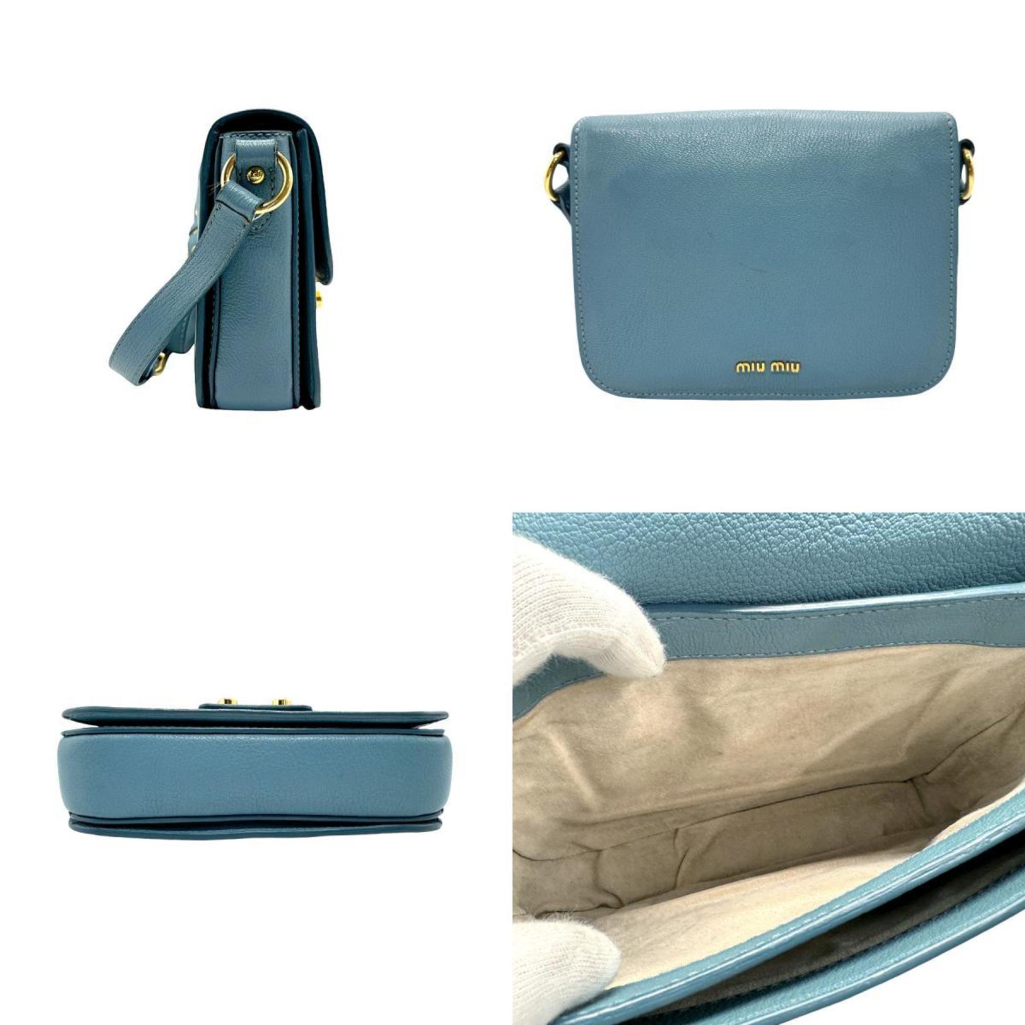 Miu Miu Miu shoulder bag leather blue ladies z2303