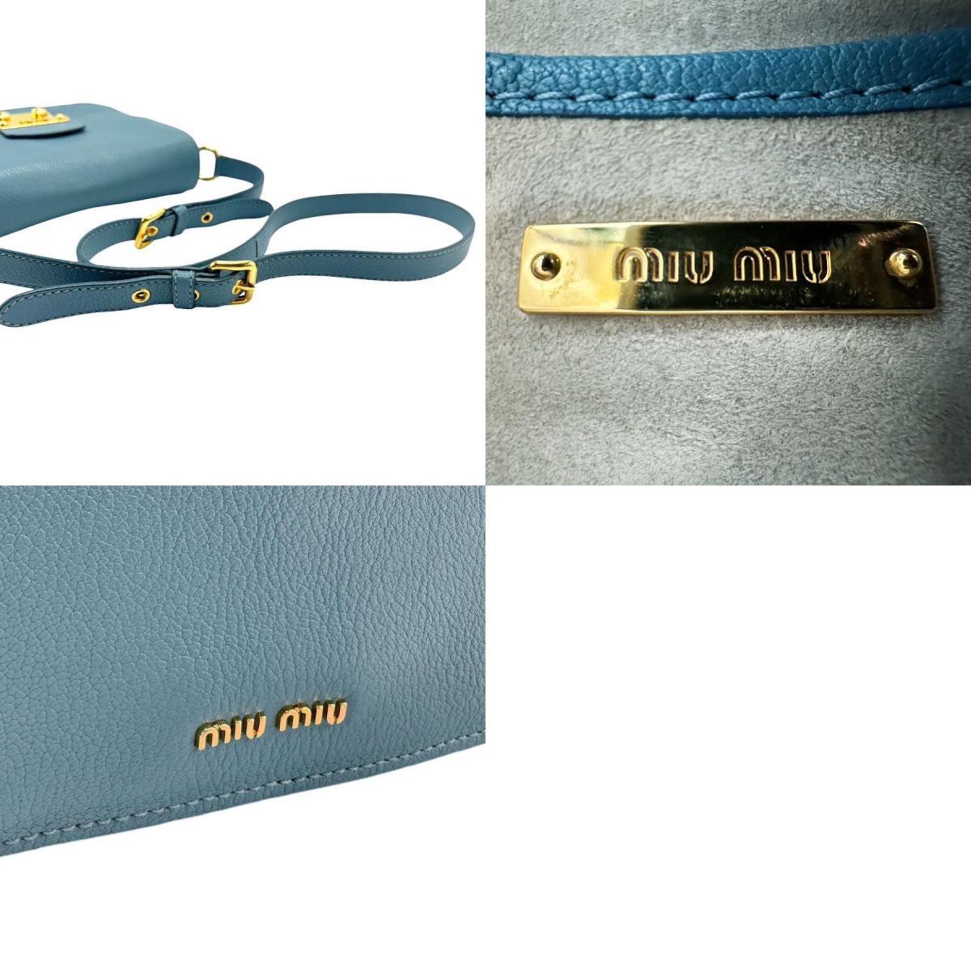 Miu Miu Miu shoulder bag leather blue ladies z2303