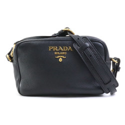 PRADA shoulder bag leather black gold women's e59113a