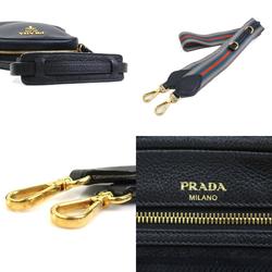 PRADA shoulder bag leather black gold women's e59113a