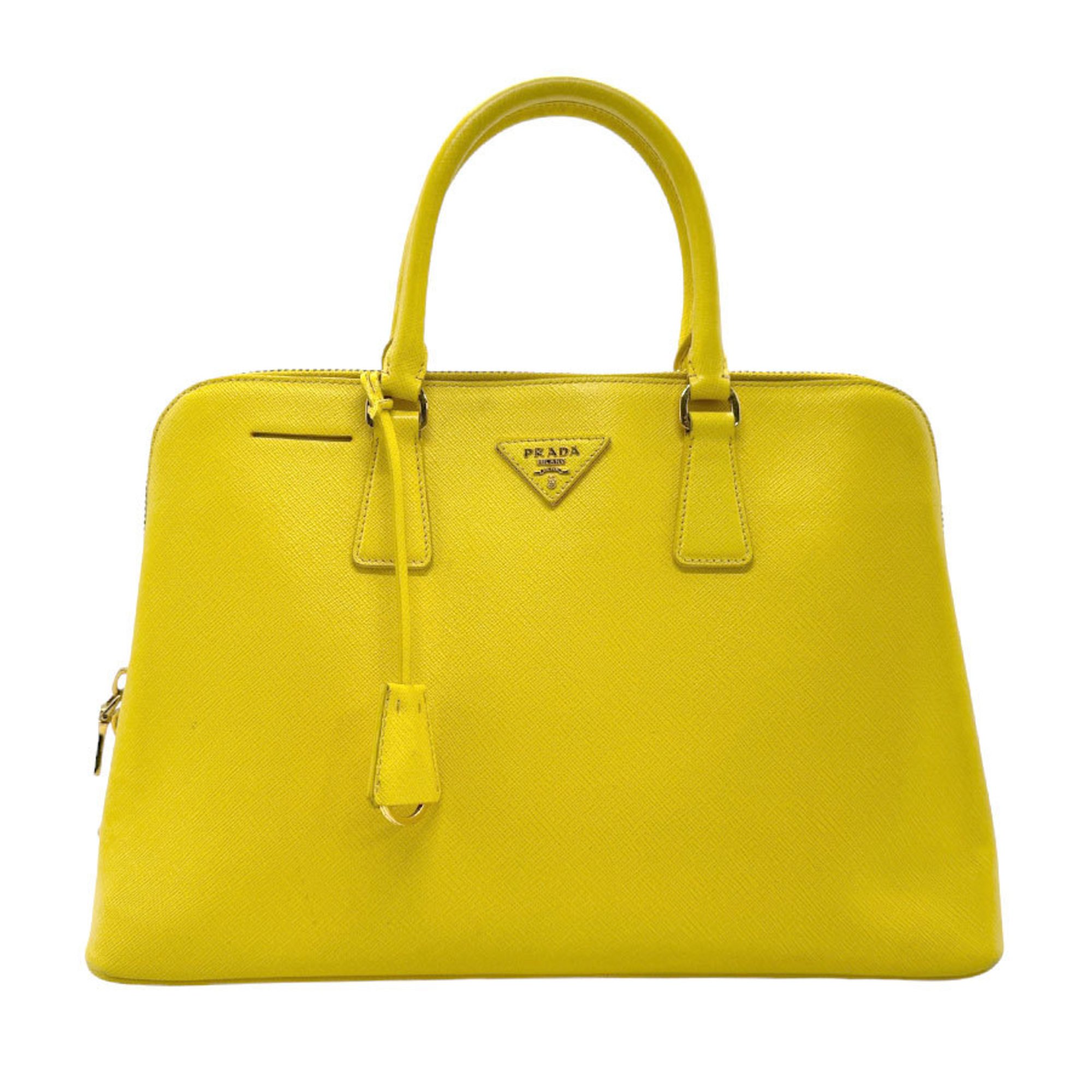 PRADA handbag leather yellow gold ladies z2293