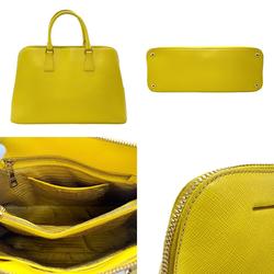 PRADA handbag leather yellow gold ladies z2293