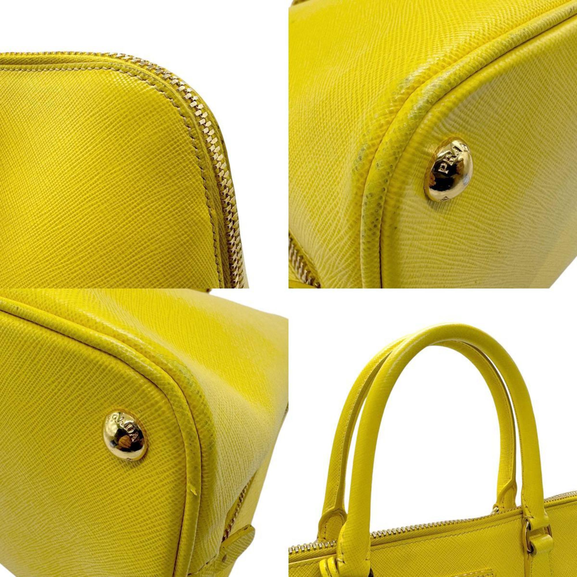 PRADA handbag leather yellow gold ladies z2293