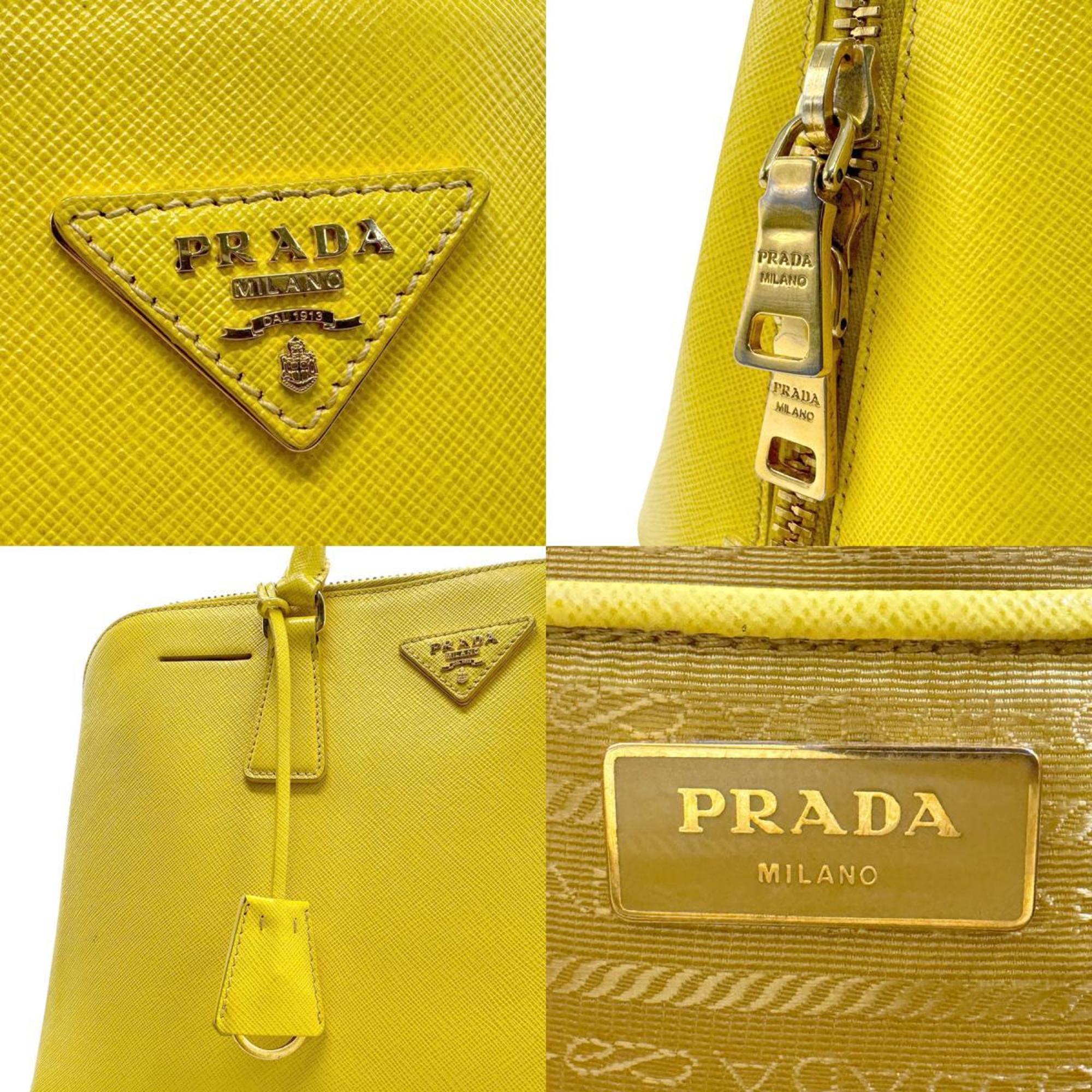 PRADA handbag leather yellow gold ladies z2293