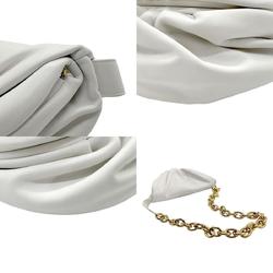 BOTTEGA VENETA Body Bag The Chain Pouch Leather Metal White Gold Women's z2284