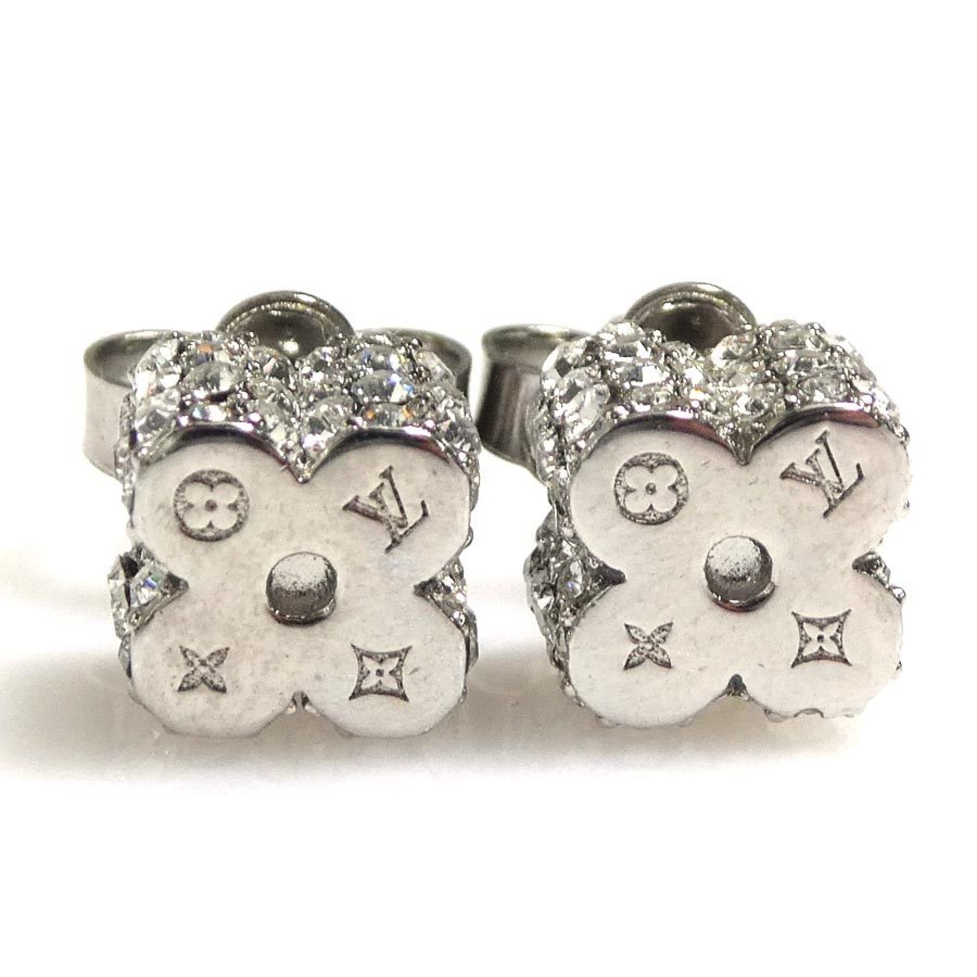 Louis Vuitton LOUIS VUITTON Earrings Boucle D'oreille Fast Flower Strass Stud Metal Silver Women's M64879 r10167k