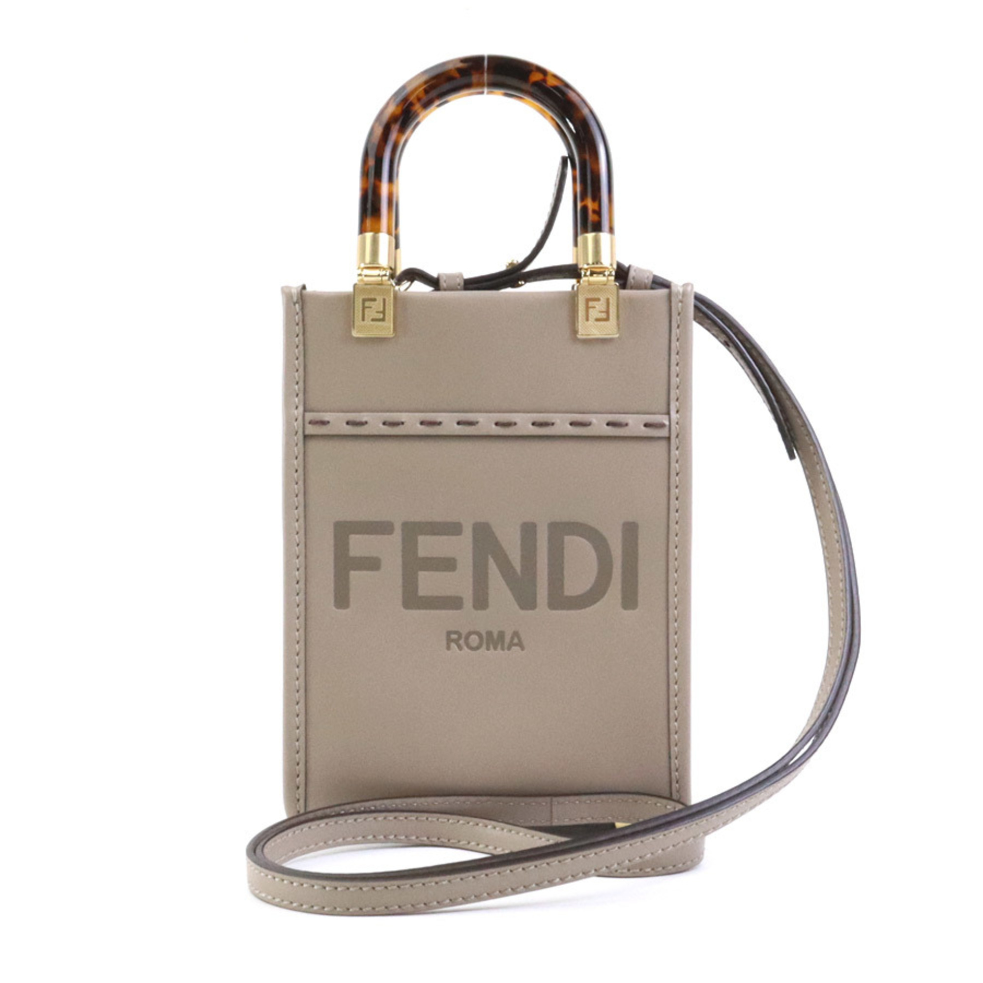 FENDI Shoulder Bag Sunshine Leather Greige Women's 8BS051 ABVL 99959g