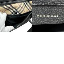 Burberry Shoulder Bag Nova Check Nylon Jacquard Leather Black Beige Women's n0371