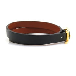 Hermes HERMES bracelet API leather metal black gold ladies e59148a