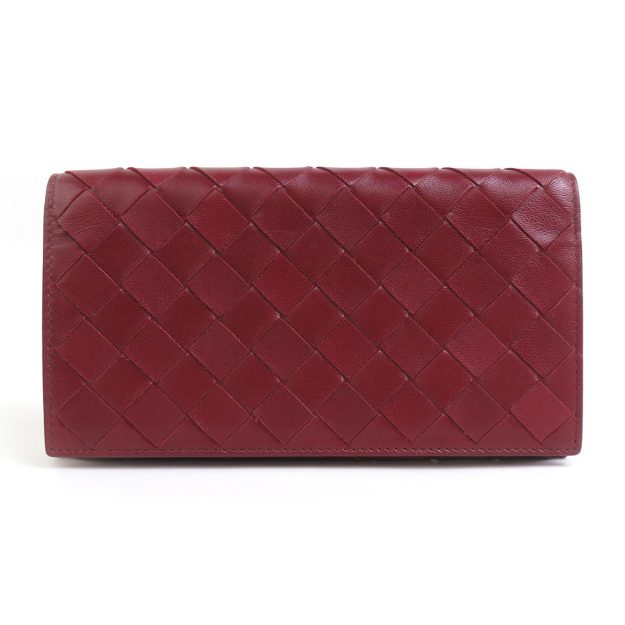 Bottega Veneta Bi-fold Long Wallet Intrecciato Leather Burgundy Men's Women's e59103g