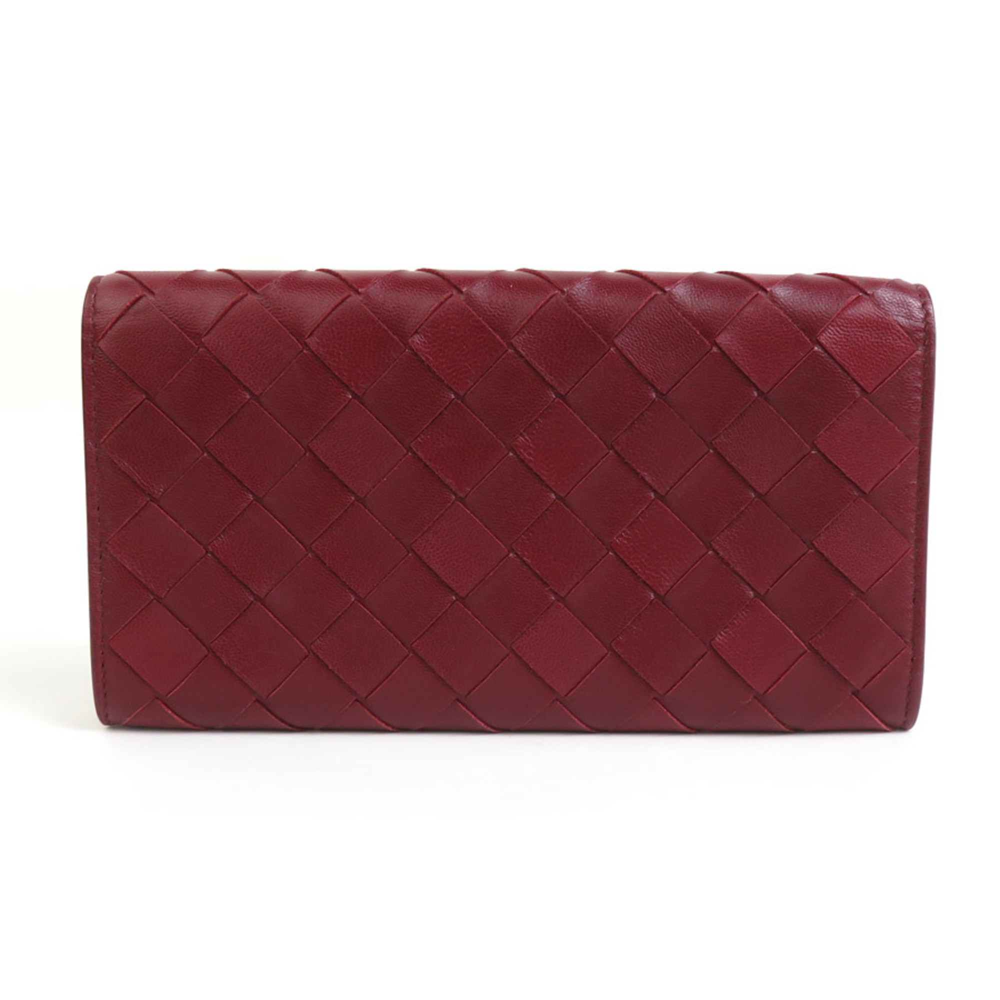 Bottega Veneta Bi-fold Long Wallet Intrecciato Leather Burgundy Men's Women's e59103g