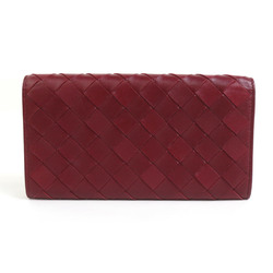 Bottega Veneta Bi-fold Long Wallet Intrecciato Leather Burgundy Men's Women's e59103g