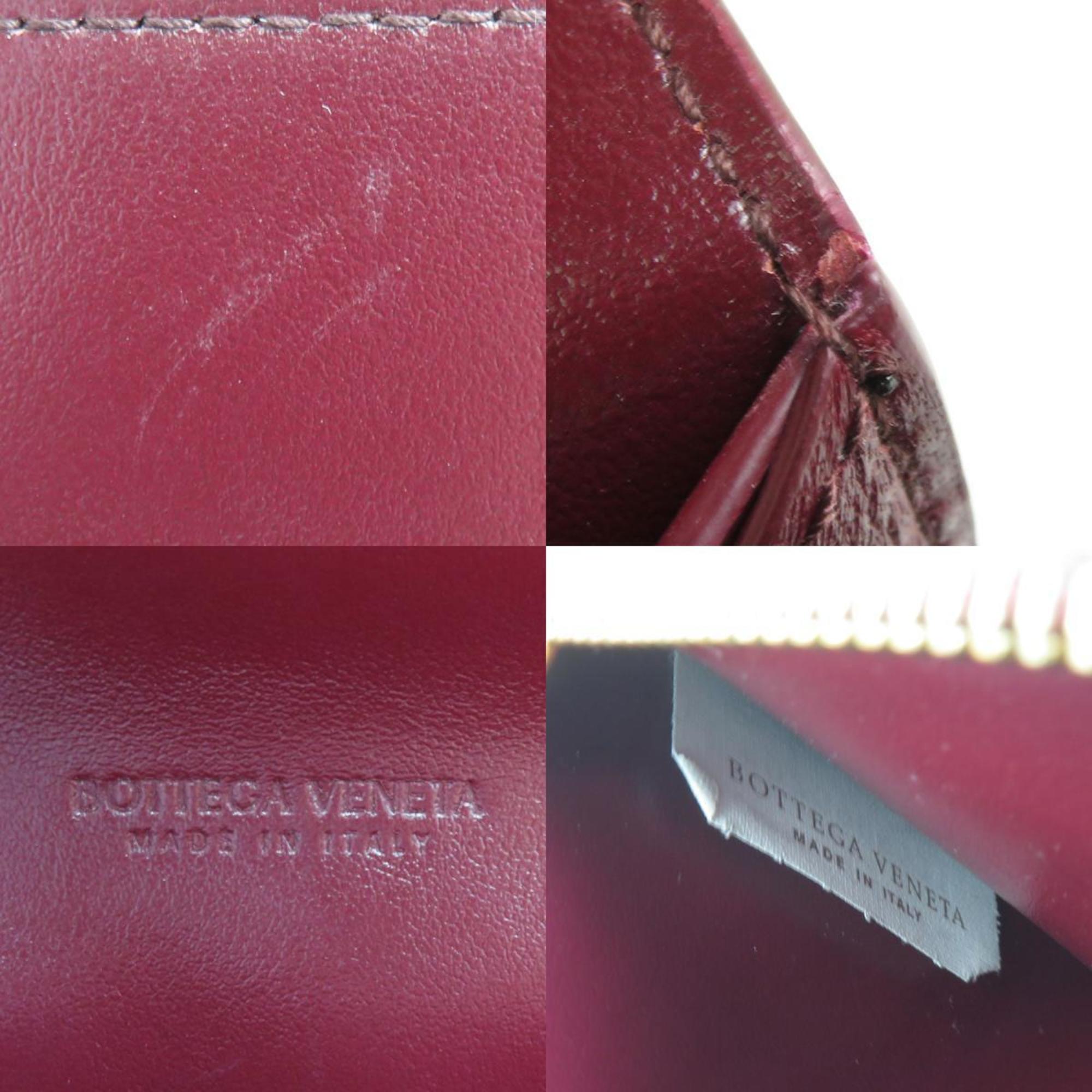 Bottega Veneta Bi-fold Long Wallet Intrecciato Leather Burgundy Men's Women's e59103g