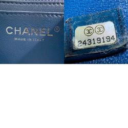 CHANEL Handbag Shoulder Bag V Stitch Leather Blue Gold Women's n0337