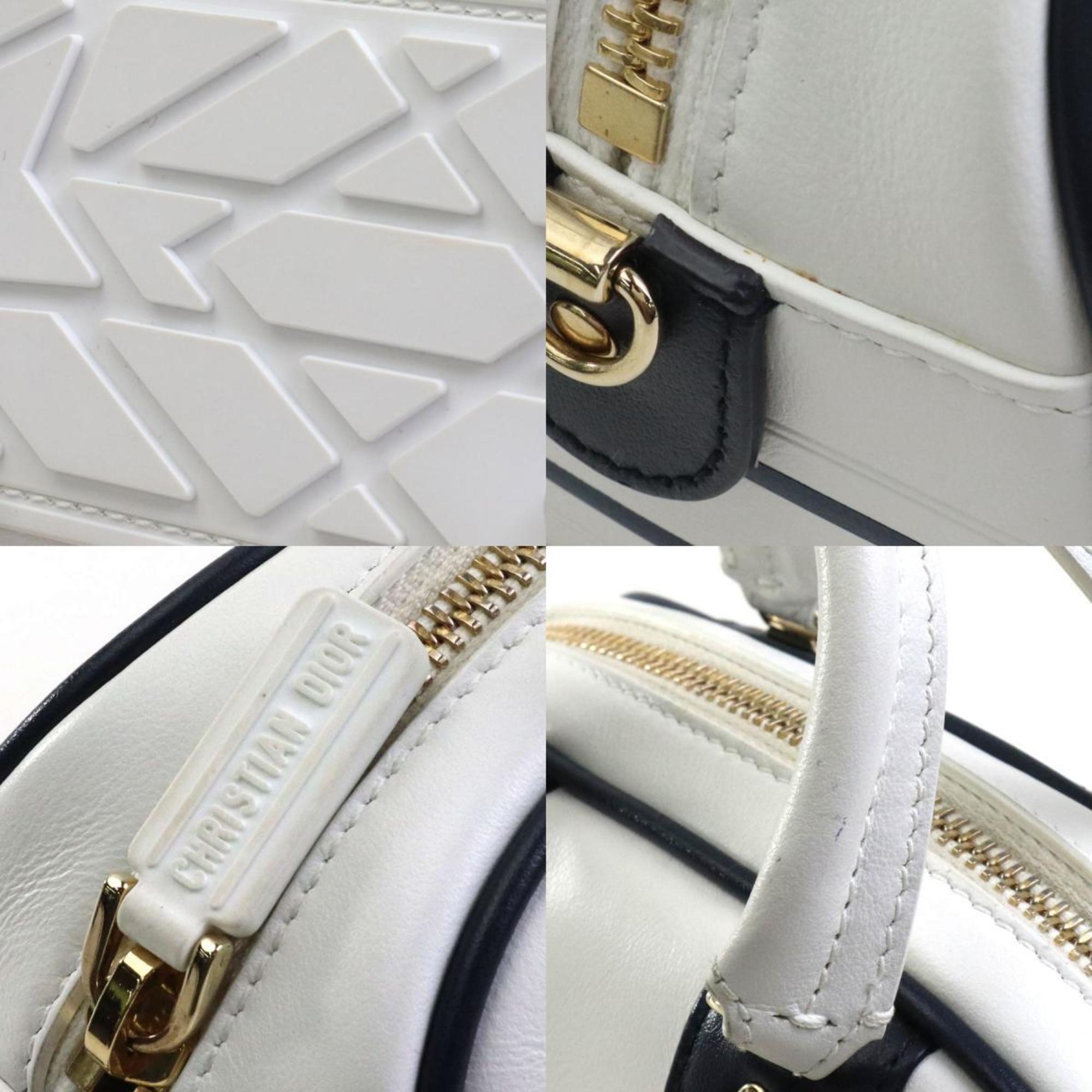 Christian Dior Shoulder Bag Vibe Small Leather White x Navy Women's 99960k