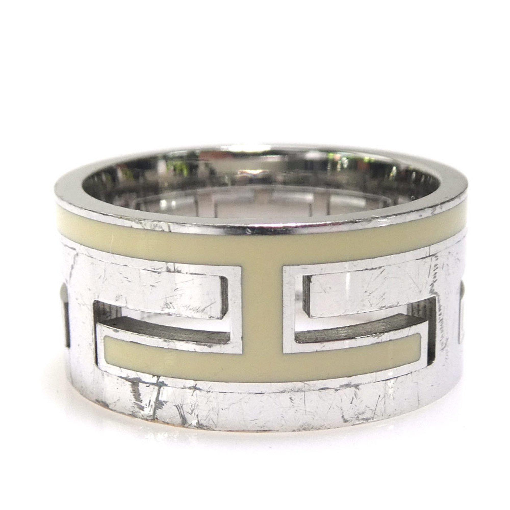 Hermes HERMES Ring Move Ash Silver 925 Enamel Off-White Women's e59129a