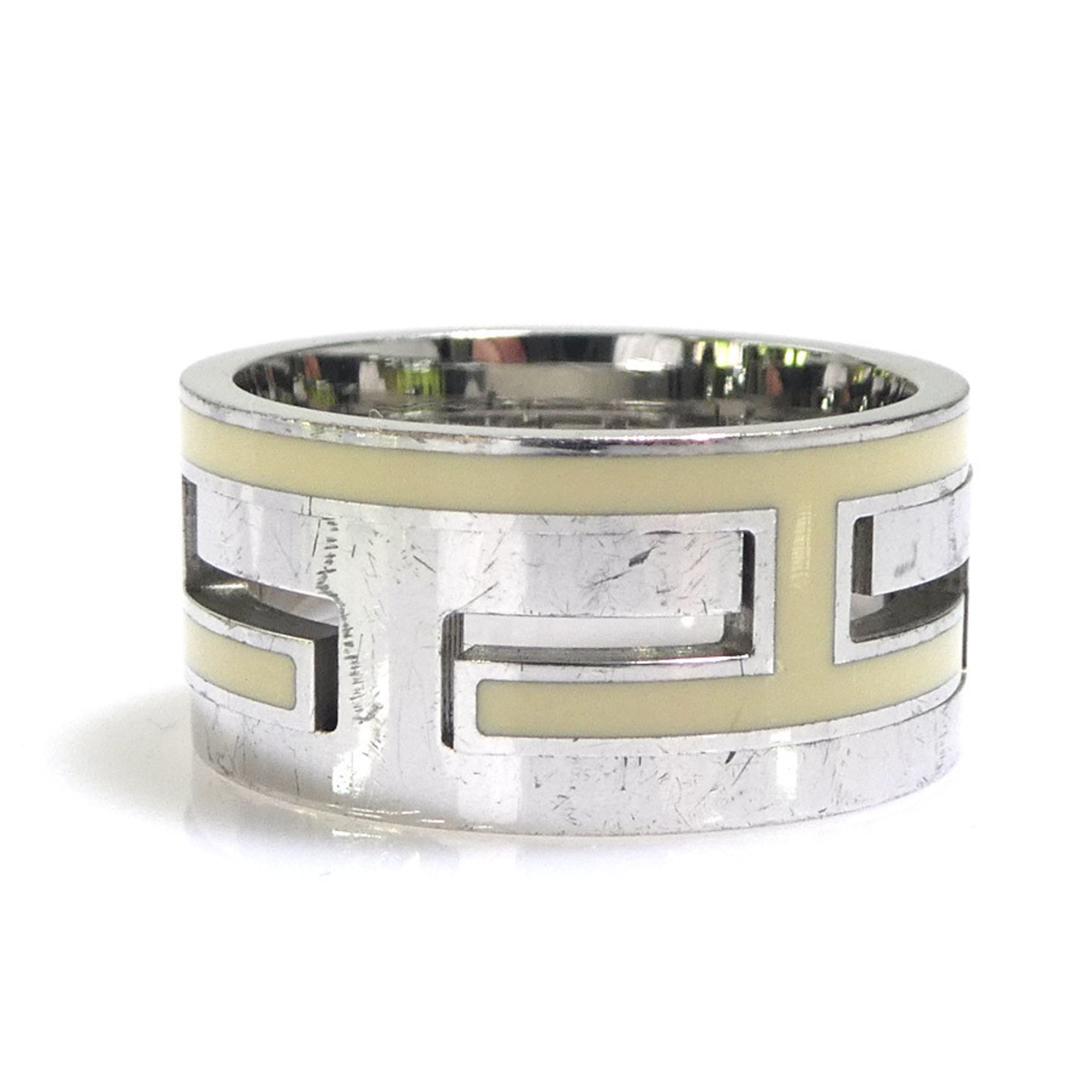 Hermes HERMES Ring Move Ash Silver 925 Enamel Off-White Women's e59129a