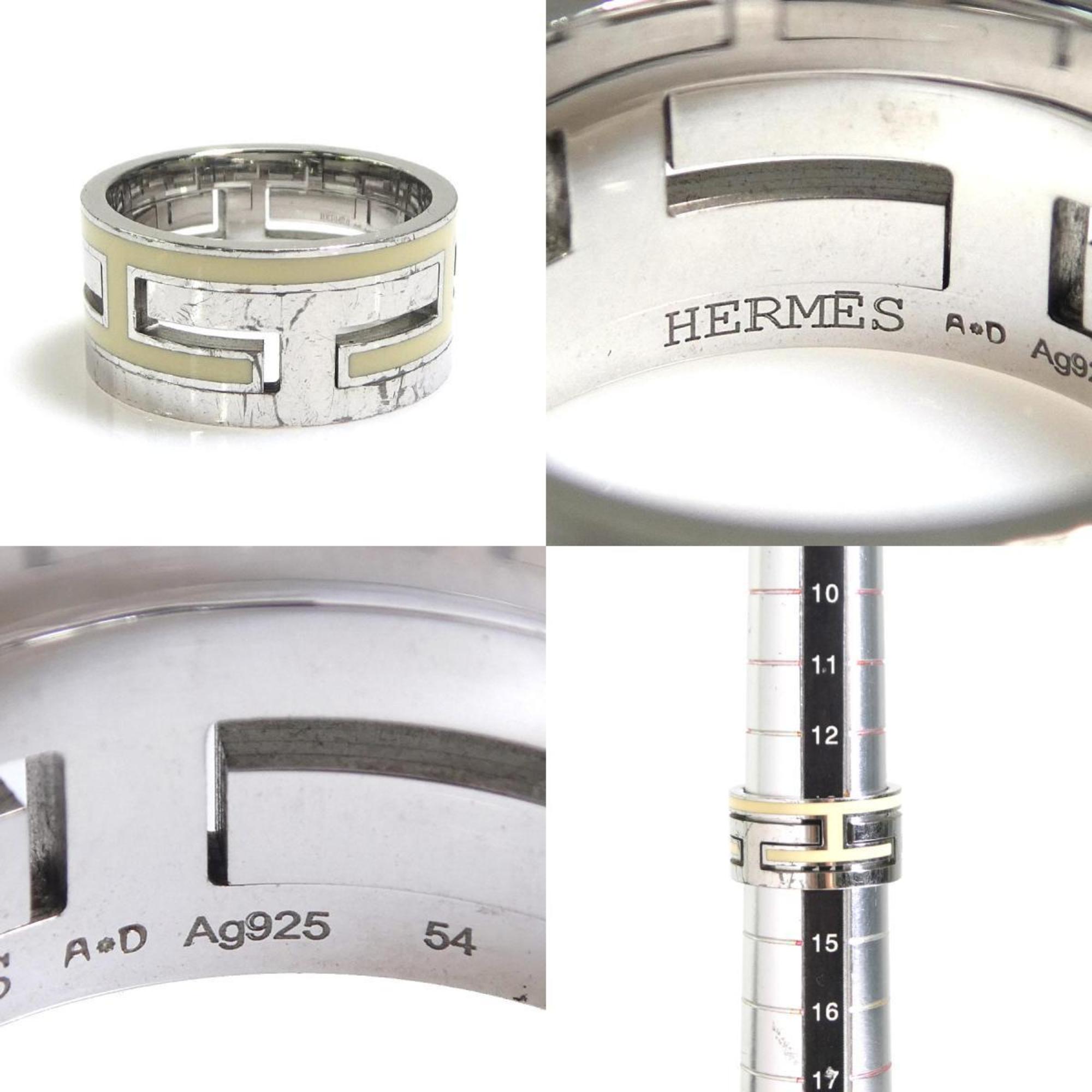 Hermes HERMES Ring Move Ash Silver 925 Enamel Off-White Women's e59129a